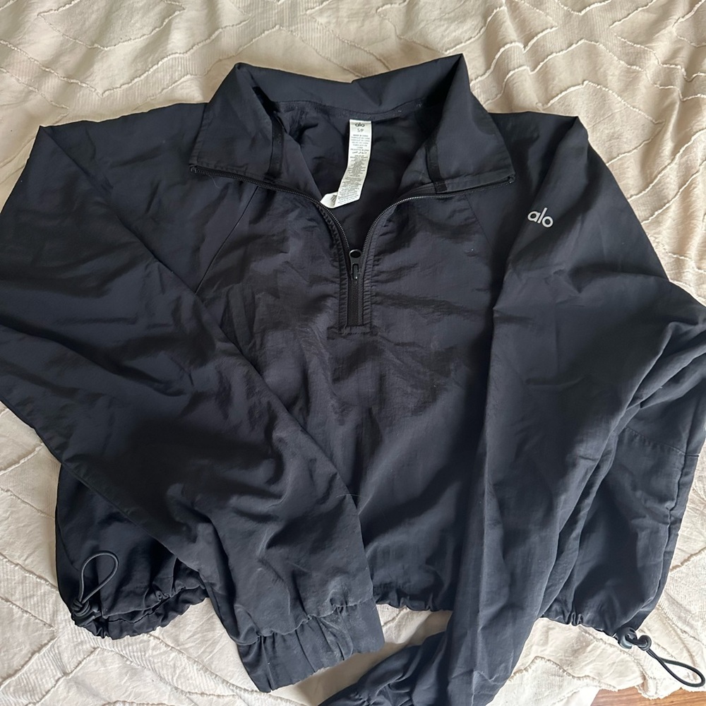 ALO Yoga Black Half-Zip Pullover Windbreaker Jacket
